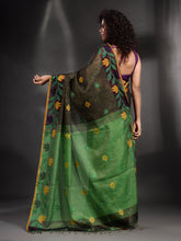 Load image into Gallery viewer, Green Tissue Handwoven Soft Saree With Nakshi Border