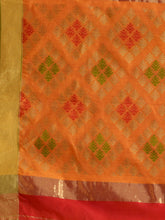 Load image into Gallery viewer, Red And Yellow Cotton Blend Handwoven Patli Pallu Saree With Texture Design