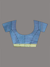 Load image into Gallery viewer, Rough Pink And Sky Blue Cotton Blend Handwoven Patli Pallu Saree With Texture Design