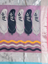Load image into Gallery viewer, Sky Blue And Lavender Cotton Blend Handwoven Patli Pallu Saree With Floral And Paisley Motifs