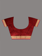 Load image into Gallery viewer, Parrot Green And Brick Red Cotton Blend Handwoven Patli Pallu Saree With Floral And Paisley Motifs