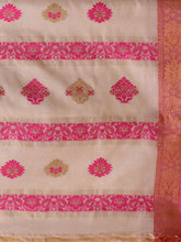 Load image into Gallery viewer, White Cotton Blend Handwoven Saree With Nakshi Design