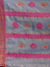Load image into Gallery viewer, Grey Cotton Blend Handwoven Saree With Nakshi Design