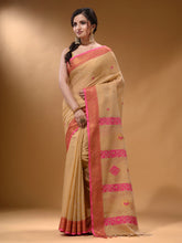 Load image into Gallery viewer, Beige Cotton Blend Handwoven Saree With Nakshi Design