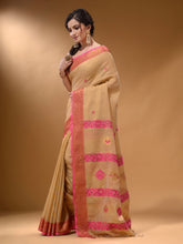 Load image into Gallery viewer, Beige Cotton Blend Handwoven Saree With Nakshi Design