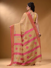 Load image into Gallery viewer, Beige Cotton Blend Handwoven Saree With Nakshi Design
