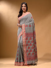 Load image into Gallery viewer, Grey Silk Matka Soft Saree With Nakshi Pallu