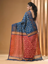 Load image into Gallery viewer, Sky Blue Cotton Blend Handwoven Saree With Floral Designs
