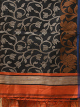 Load image into Gallery viewer, Orange Cotton Blend Handwoven Saree With Floral Designs
