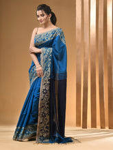 Load image into Gallery viewer, Sky Blue Cotton Handwoven Saree With Floral Border
