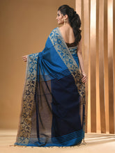 Load image into Gallery viewer, Sky Blue Cotton Blend Handwoven Saree With Floral Border
