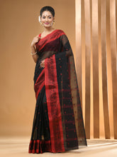 Load image into Gallery viewer, Black Pure Cotton Tant Saree With Woven Designs
