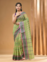 Load image into Gallery viewer, Pistachio Green Pure Cotton Tant Saree With Woven Designs
