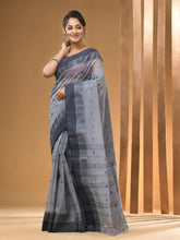 Load image into Gallery viewer, Grey Pure Cotton Tant Saree With Woven Designs
