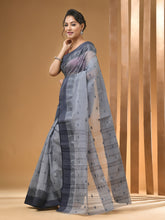 Load image into Gallery viewer, Grey Pure Cotton Tant Saree With Woven Designs
