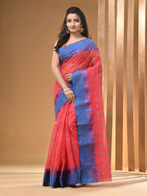 Load image into Gallery viewer, Raspberry Red Pure Cotton Tant Saree With Woven Designs
