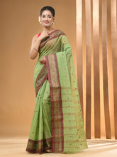 Load image into Gallery viewer, Olive Green Pure Cotton Tant Saree With Woven Designs
