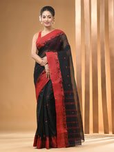 Load image into Gallery viewer, Black Pure Cotton Tant Saree With Woven Designs
