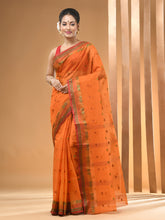 Load image into Gallery viewer, Orange Pure Cotton Tant Saree With Woven Designs
