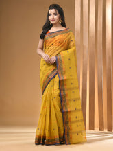 Load image into Gallery viewer, Mustard Pure Cotton Tant Saree With Woven Designs
