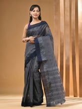 Load image into Gallery viewer, Grey Pure Cotton Tant Saree With Woven Designs
