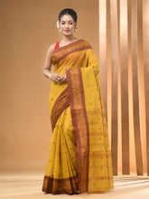 Load image into Gallery viewer, Mustard Pure Cotton Tant Saree With Woven Designs
