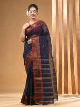 Load image into Gallery viewer, Blue Pure Cotton Tant Saree With Zari Border
