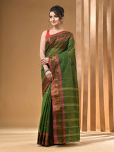 Load image into Gallery viewer, Moss Green Pure Cotton Tant Saree With Zari Border
