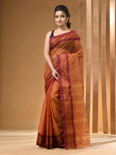 Load image into Gallery viewer, Brown Pure Cotton Tant Saree With Woven Designs
