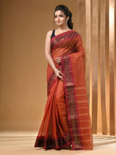 Load image into Gallery viewer, Brown Pure Cotton Tant Saree With Zari Border
