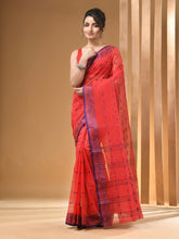 Load image into Gallery viewer, Red Pure Cotton Tant Saree With Woven Designs
