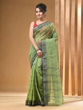 Load image into Gallery viewer, Pear Green Pure Cotton Tant Saree With Woven Designs
