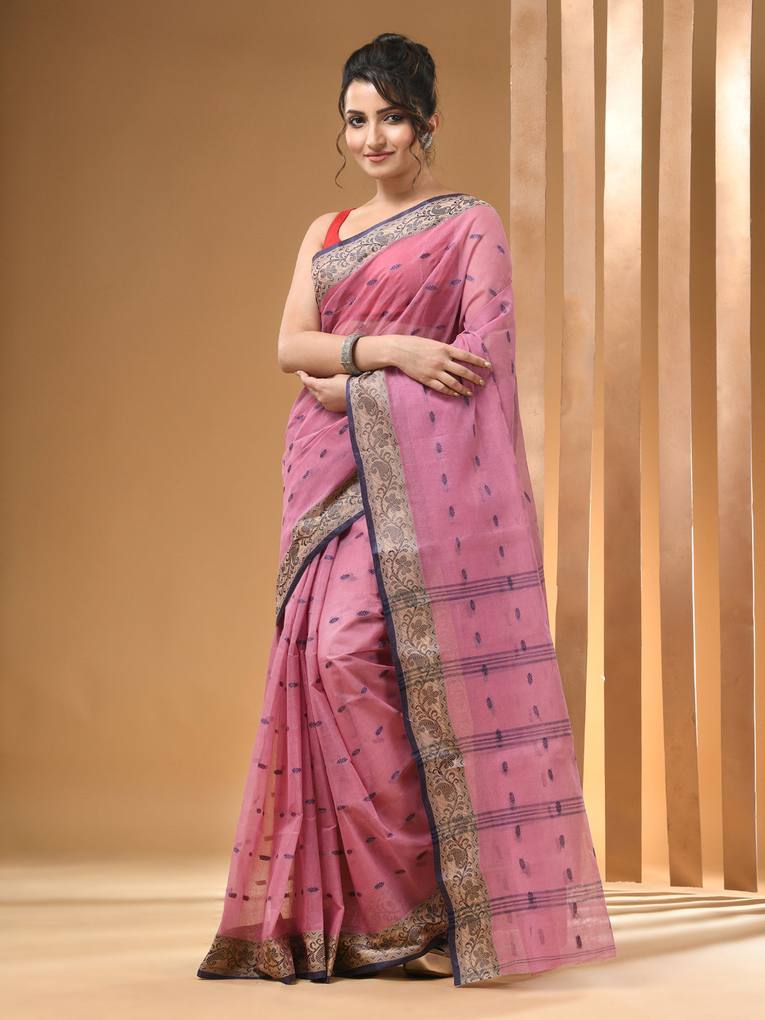 Light Purple Pure Cotton Tant Saree With Woven Designs
