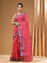 Load image into Gallery viewer, Pink Pure Cotton Tant Saree With Woven Designs
