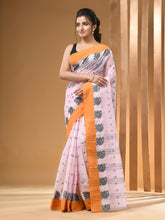 Load image into Gallery viewer, Baby Pink Pure Cotton Tant Saree With Woven Designs
