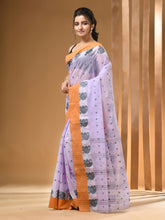 Load image into Gallery viewer, Lavender Pure Cotton Tant Saree With Woven Designs
