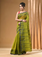 Load image into Gallery viewer, Lime Green Pure Cotton Tant Saree With Woven Designs
