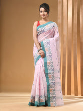 Load image into Gallery viewer, Light Pink Pure Cotton Tant Saree With Woven Designs
