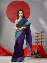 Load image into Gallery viewer, Grey And Purple Half &amp; Half Cotton Soft Saree With Zari Border
