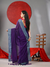 Load image into Gallery viewer, Purple Cotton Soft Saree With Zari Border
