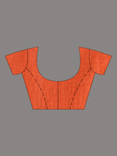 Load image into Gallery viewer, Orange Cotton Soft Saree With Stripe Designs
