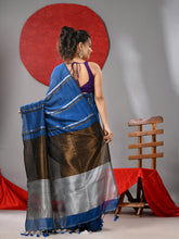 Load image into Gallery viewer, Sapphire Blue Cotton Soft Saree With Stripe Designs

