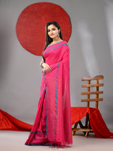 Load image into Gallery viewer, Pink Cotton Soft Saree With Checked Box Border
