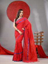 Load image into Gallery viewer, Red Cotton Soft Saree With Checked Box Designs
