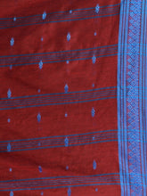 Load image into Gallery viewer, Brick Red Cotton Handspun Soft Saree With Texture Border
