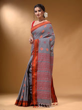 Load image into Gallery viewer, Shark Grey Silk Matka Soft Saree With Nakshi Pallu
