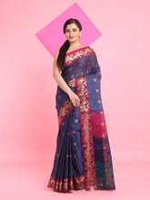 Load image into Gallery viewer, Grey Cotton Soft Saree With Floral Motifs
