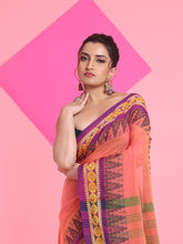 Load image into Gallery viewer, Peach Cotton Handspun Soft Saree
