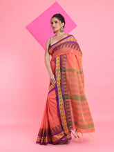 Load image into Gallery viewer, Peach Cotton Handspun Soft Saree
