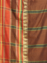 Load image into Gallery viewer, Ochre Yellow Cotton Handspun Saree With Temple Borders
